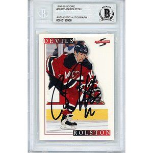 Brian Rolston Signed N.J. Devils 1995-96 Score Hockey Card Beckett BAS Autograph